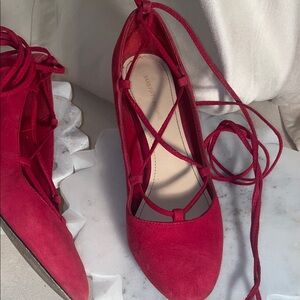 Saks Fifth Avenue Raspberry Suede Heels